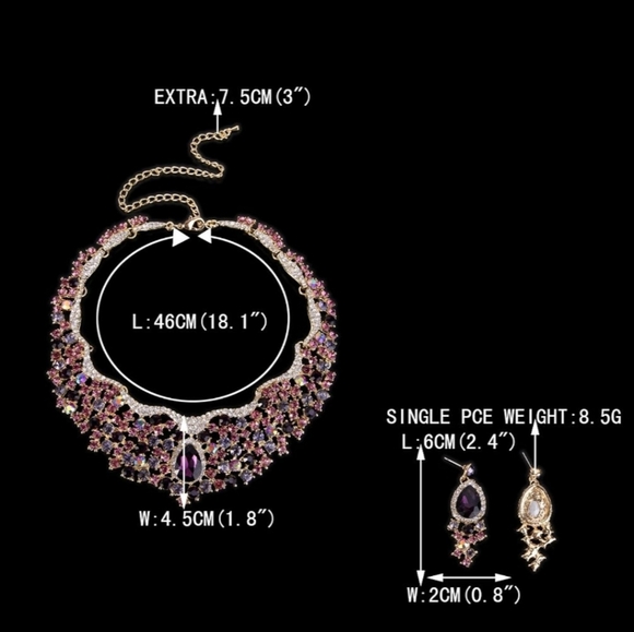 Austrian Crystal Flower Cluster Teardrop Statement Set - Picture 7 of 7